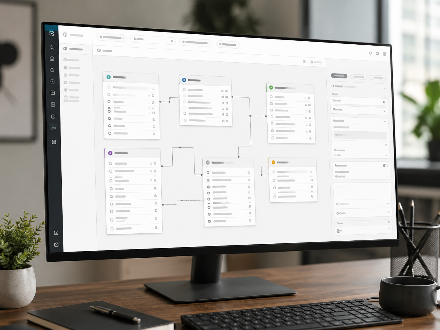 Anpassbares CRM-Datenmodell auf einem Bildschirm